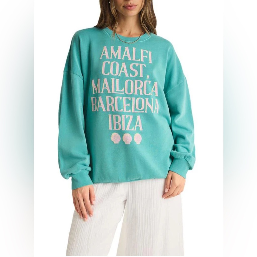 Z SUPPLY Womens Sunday Destination Sweatshirt in Cabana Green Size‎ Med